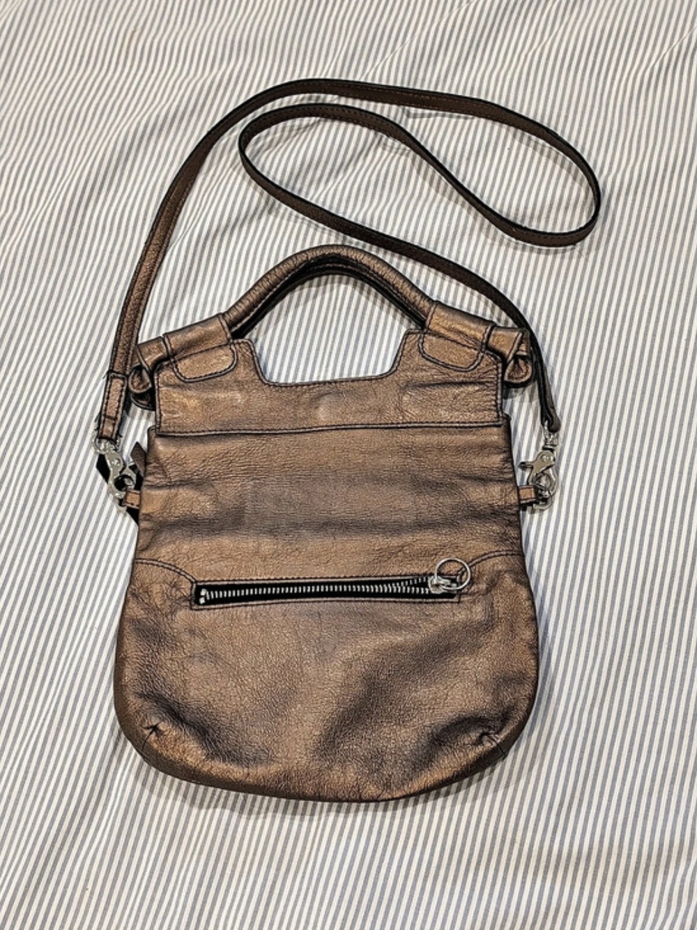 Foley + Corinna Leather Crossbody Bag in Metallic Copper Brown